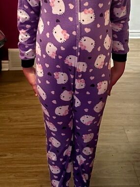 Purple Hello Kitty Print Fleece Onesie